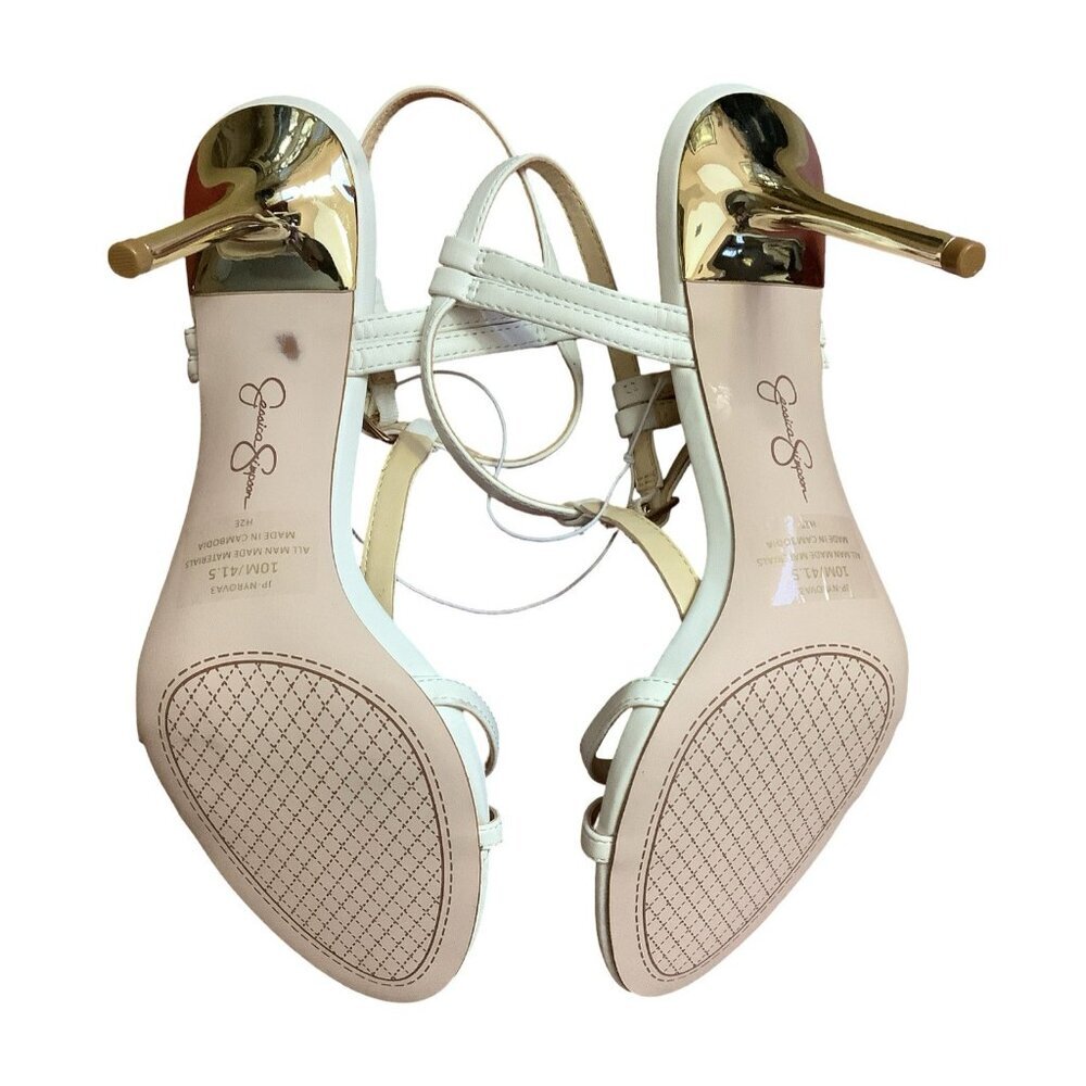 Jessica Simpson Size 10 Nrova3 White & Gold Strappy Heel Sandal. New No Tags - Picture 7 of 7